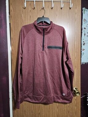 Zelos Mens Deep Rose Quarter Zip Pullover Jacket Collared Size XL!